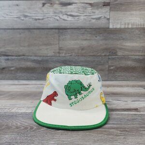 Dinosaurs Animals Hat Cap Adult Men Vintage 80s Made In USA Fitted Stretch